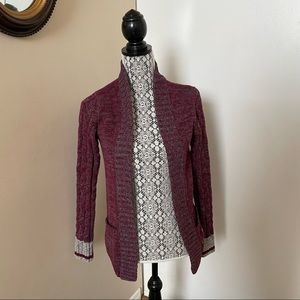 Queen's University Burgundy and Grey Thick Knit Cardigan